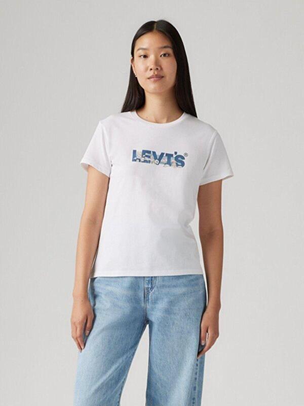 Levi'S Kadın Çiçek Desenli Beyaz T-Shirt A2086-0377 - Image 1