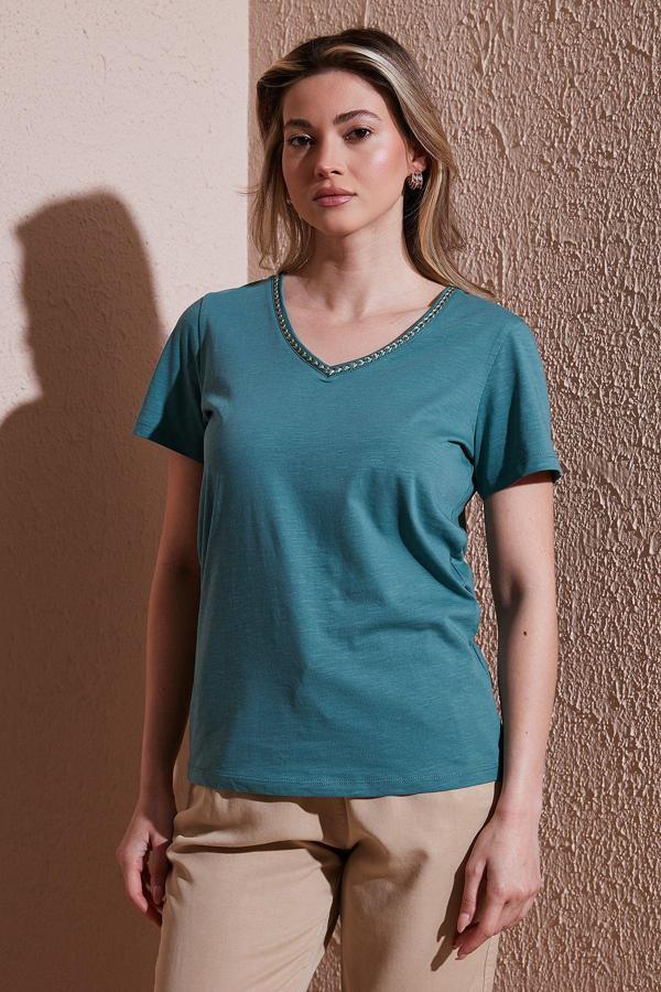 Fashion Friends % 100 Pamuk Regular Fit V Yaka T Shirt T Shirt 25Y0478K1 - Image 1