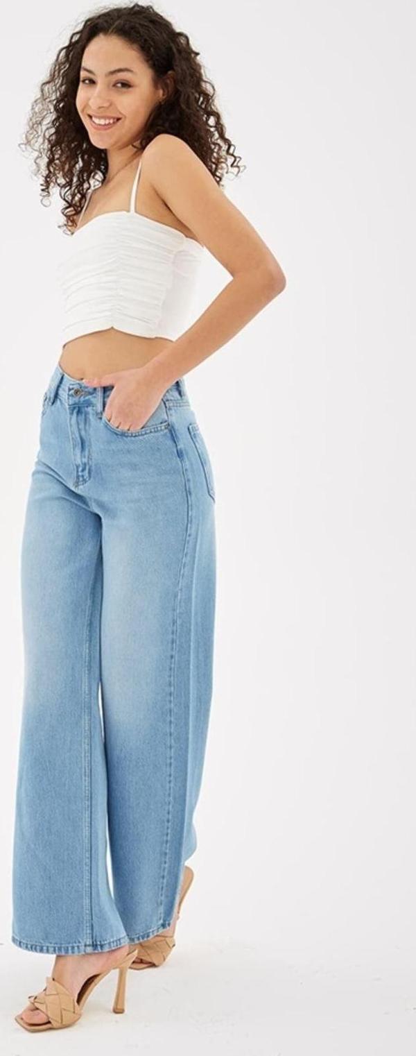 Fashion Friends Denim Palazzo Pantolon Mavi / Blue - Image 1
