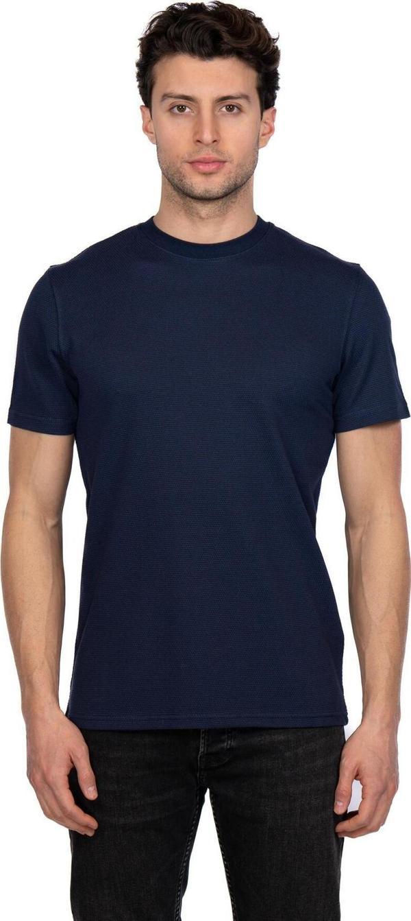 Jsco Hscstore Erkek Bisiklet Yakalı Basic İndigo Tişört - 8402 - Image 1