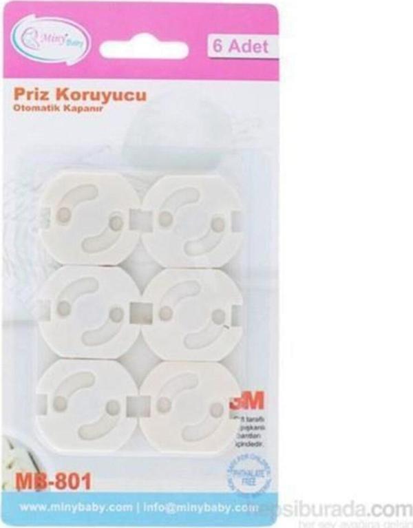 Miny Baby Priz Emniyeti Otomatik Kapanır 6Lı Beyaz - Image 1
