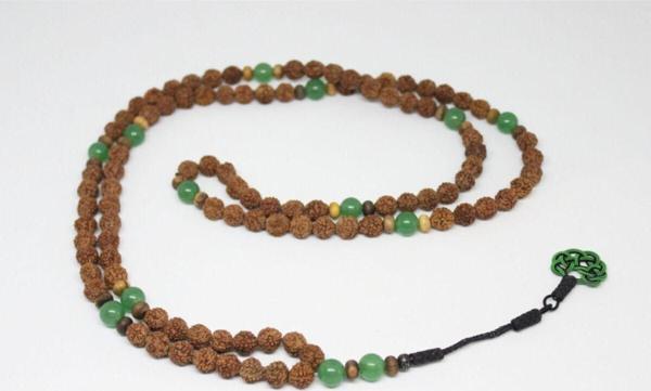 108'li Rudraksha ( Rudrakşa) Tohumu Ve Aventurin Taşlı Mala - Image 1