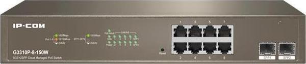 IP-COM G3310P-8-150W 8 PORT GIGABIT + 2X1GB SFP UPLINK L2/CLOUD YÖNETİLEBİLİR RACK 130W POE SWITCH  - Image 1