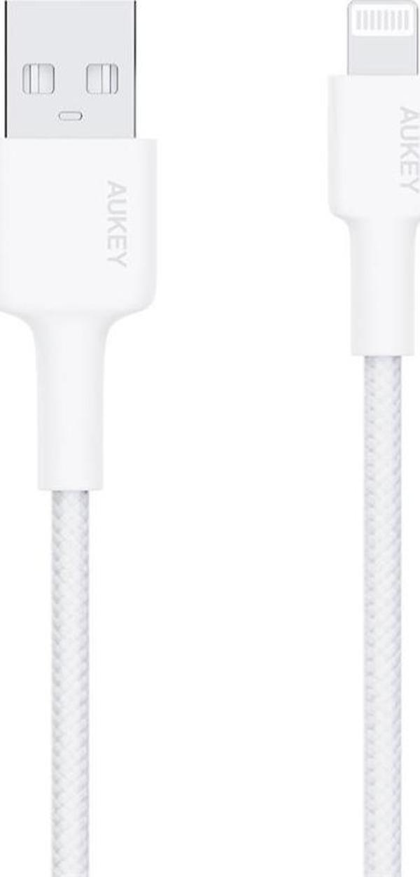 AUKEY CB-BAL7-WH NAYLON ÖRGÜLÜ USB-A LİGHTNİNG KABLOSU 0.9MT  - Image 1
