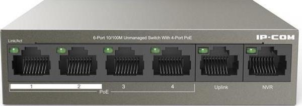 IP-COM F1106P-4-63W 4 PORT 10/100+2X10/100 UPLINK METAL KASA 58W POE SWITCH  - Image 1