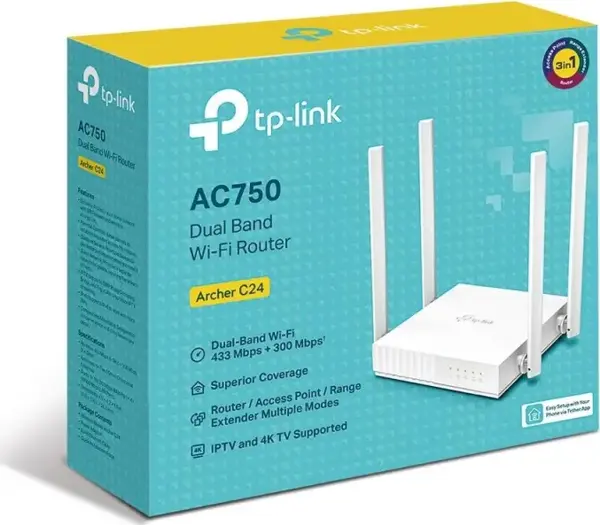 TP-LINK ARCHER C24 AC750 KABLOSUZ DUAL BAND ROUTER - Image 1
