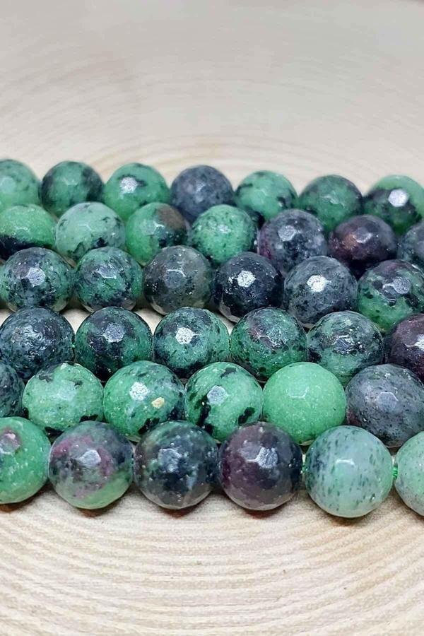 Anyolit (rubizoit – Rubyzoisit) Taşı Faset Kesim Dizi 8mm - Image 1