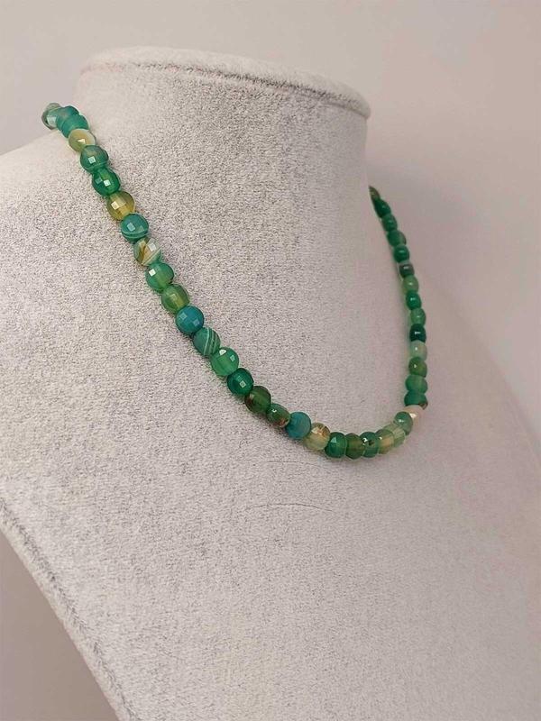 Akik Taşı YASSI Faset Kesim Kolye 6x4mm (Sabit Klipsli) (42840) - Image 1
