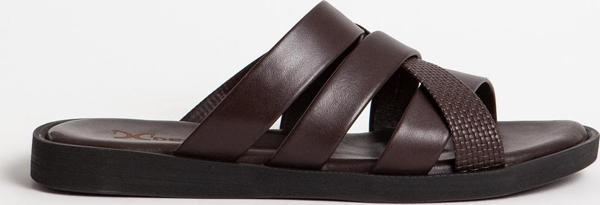 DERİCLUB Erkek Bantlı Terlik Gerçek Deri DC 123 KAHVERENGİ - Image 1