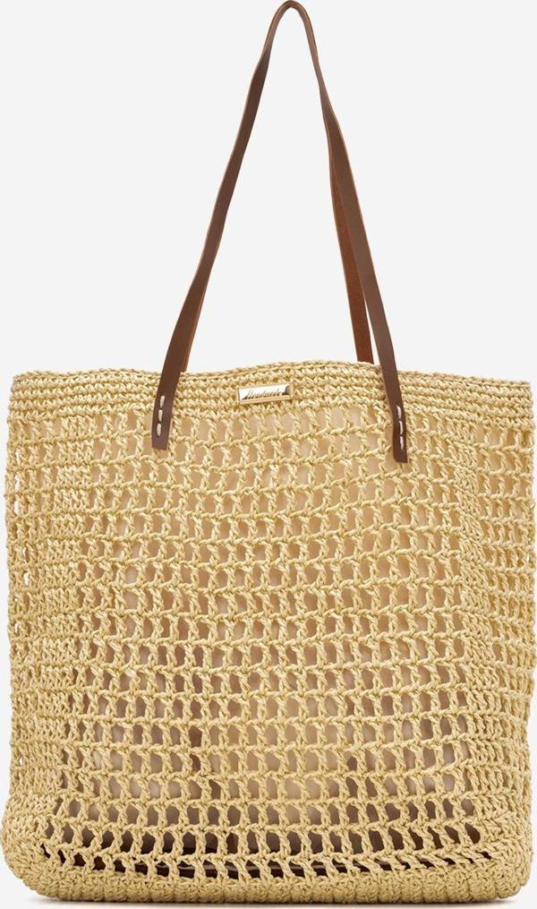 DERİCLUB Kadın Hasır El Yapımı Omuz Çantası  ZY 25002 BEJ - Image 1