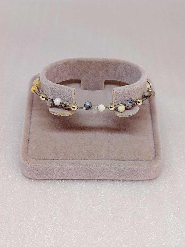 Beyaz Alacalı Opal Taşı Bileklik 4mm - Image 1
