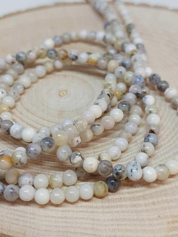 Beyaz Alacalı Opal Taşı Dizi 4mm - Image 1