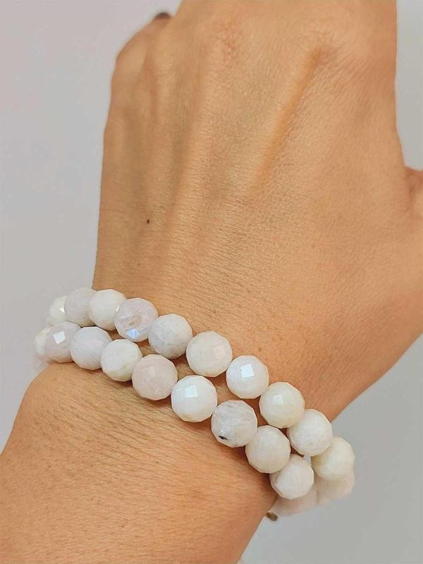 Ay Taşı Faset Kesim 8mm Unisex İkili Bileklik - Image 1