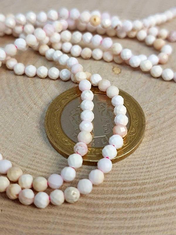 Beyaz Opal Taşı YARIM Dizi 3mm (17cm uzunluğundadır) - Image 1
