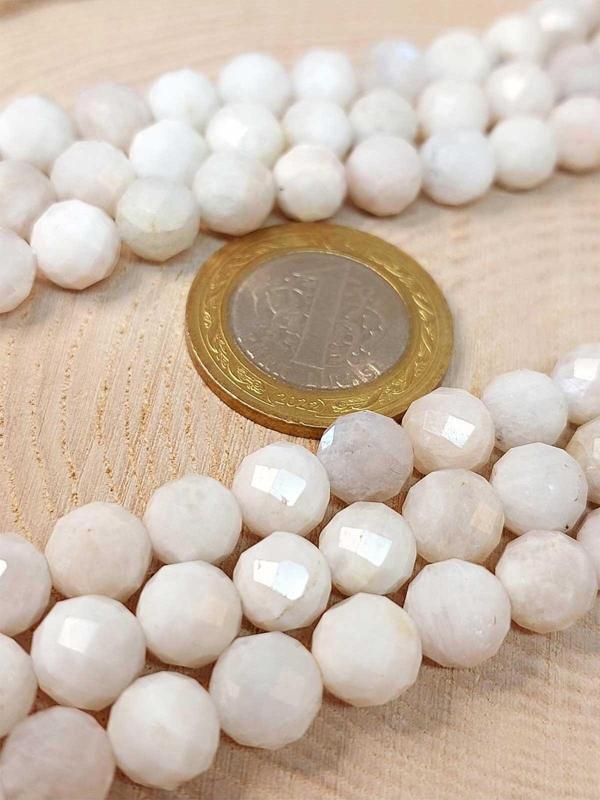 Ay Taşı Faset Kesim YARIM Dizi 8mm (18cm uzunluğundadır) - Image 1