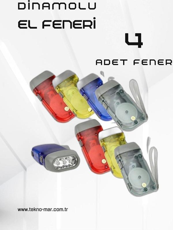 Ledon 4 Adet Tüm Aileye Deprem Için Pilsiz Dinamolu 3 Ledli El Feneri Deprem Feneri Pilsiz Fener Karışık - Image 1
