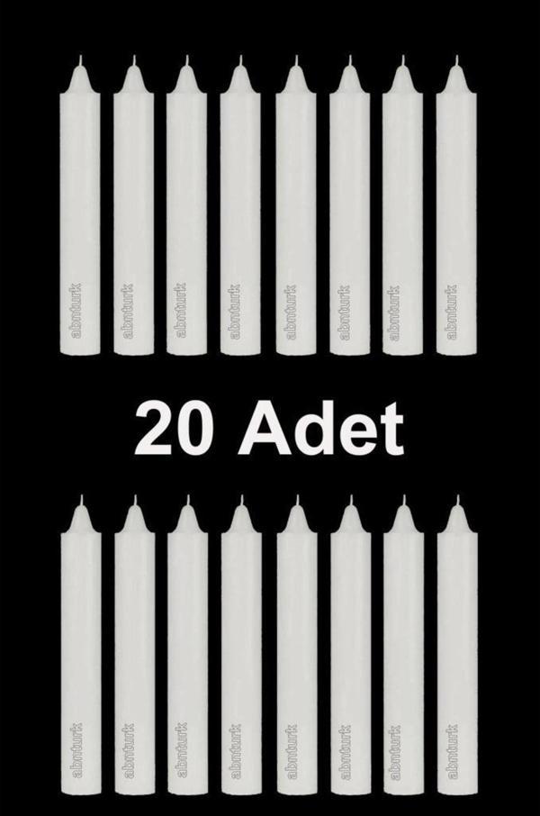Abnturk 20 Adet Klasik Beyaz Mum12Cm Uzun Dilek Ve Bakkal Mumu Elektriksiz Ortamlarda Dünyanızı Aydınlatır - Image 1