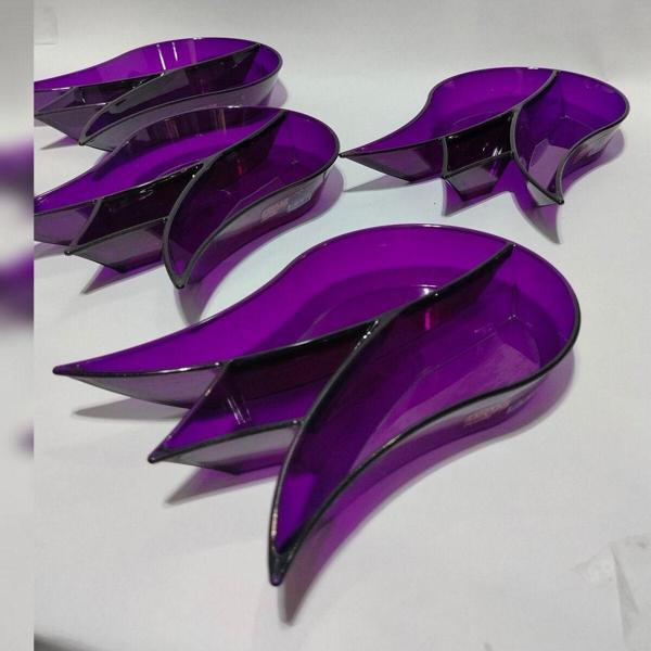 Abnturk 5 Parça Lale Şeklinde Mor Renkli Plastik Çerezlik - Image 1