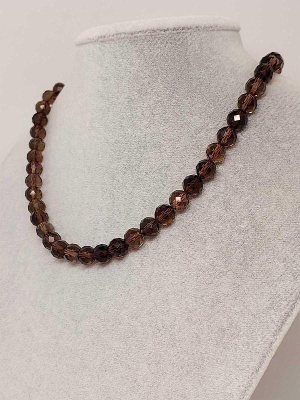 Dumanlı Kuvars Taşı Faset Kesim Kolye 8mm (Sabit Klipsli) - Image 1