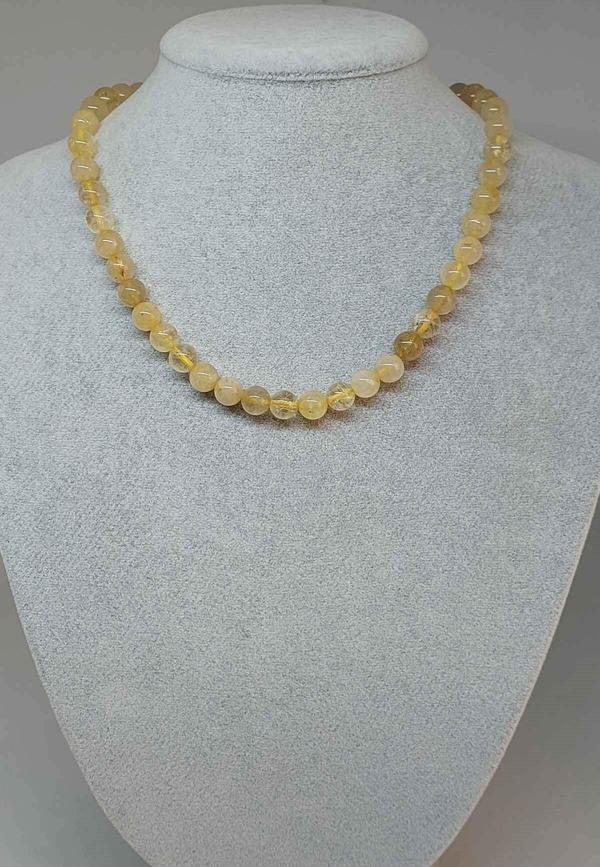 Gold Beril Taşı 8mm Kolye (klipsli) - Image 1