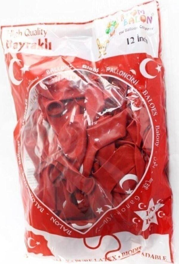 Atom Balon Starx 100'Lü Paket Türk Bayraklı Orta Boy Balon Star Desingx 971895 - Image 1