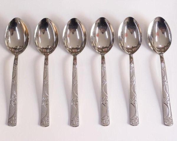 İstoç Türk Paslanmaz Çelik Boncuk Md22Cm Yemek Kaşığı 6 Adet Orta Kalite Kaşık Günlük Kullanım Için Sofra Seti - Image 1