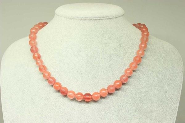 Gül Kuvars Taşı Kolye 8mm (klipsli) - Image 1