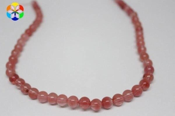 Gül Kuvars Taşı Yarım Dizi 8mm (18cm Uzunluğundadır) - Image 1