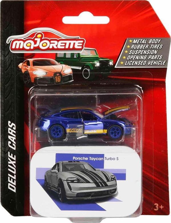 Majorette Deluxe Porsche Taycan Turbo S Diecast Model Araba 1:64 Metal Gövde - Açılır Kapı ve Kaput - Image 1