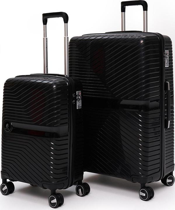 Elatae Exclusive Pro Polipropilen Kırılmaz 2'li Valiz Seti Büyük Boy - Kabin Boy Siyah 5239 - Image 1