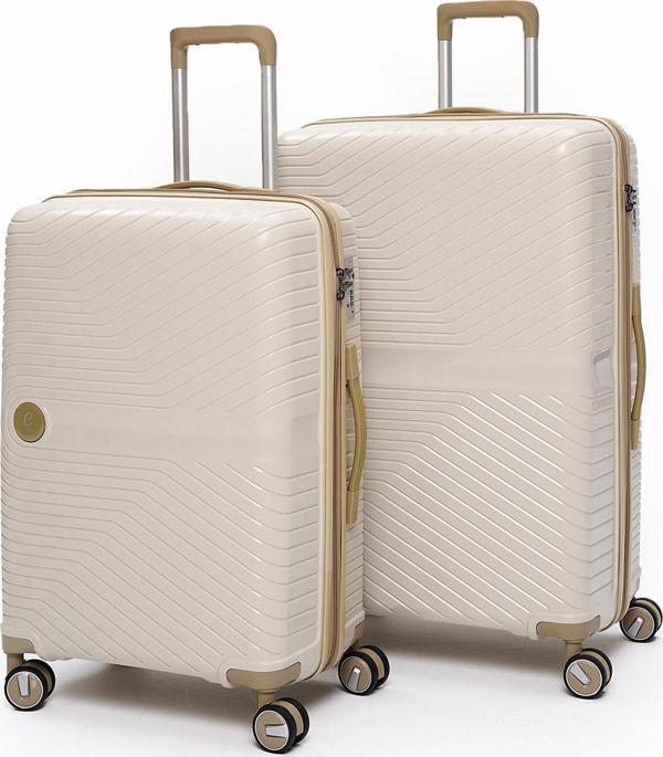 Elatae Exclusive Pro Polipropilen Kırılmaz 2'li Valiz Seti Büyük Boy - Orta Boy Bej - Vizon 5239 - Image 1