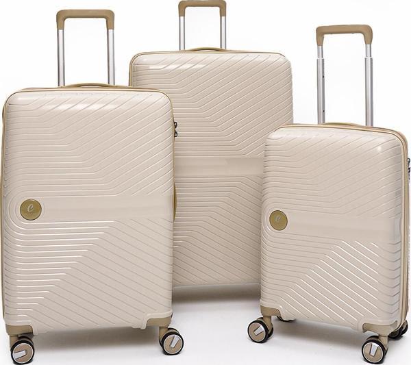 Elatae Exclusive Pro Polipropilen Kırılmaz 3'lü Valiz Seti Büyük - Orta ve Kabin Boy Bej - Vizon 5239 - Image 1