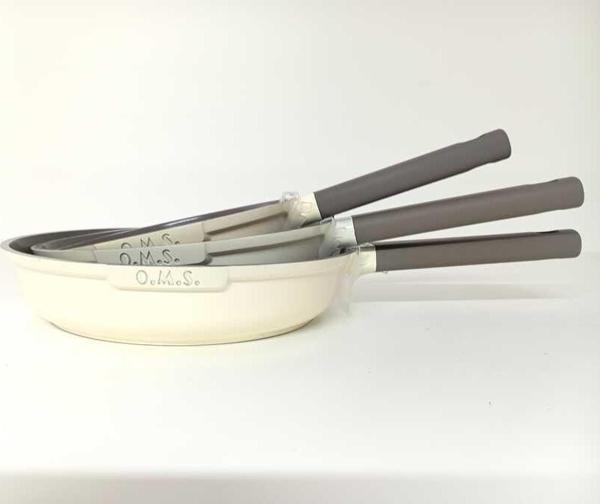 OMS 15016 Döküm Seramik 3 Parça Tava Seti Krem (20-24-28 cm) - Image 1