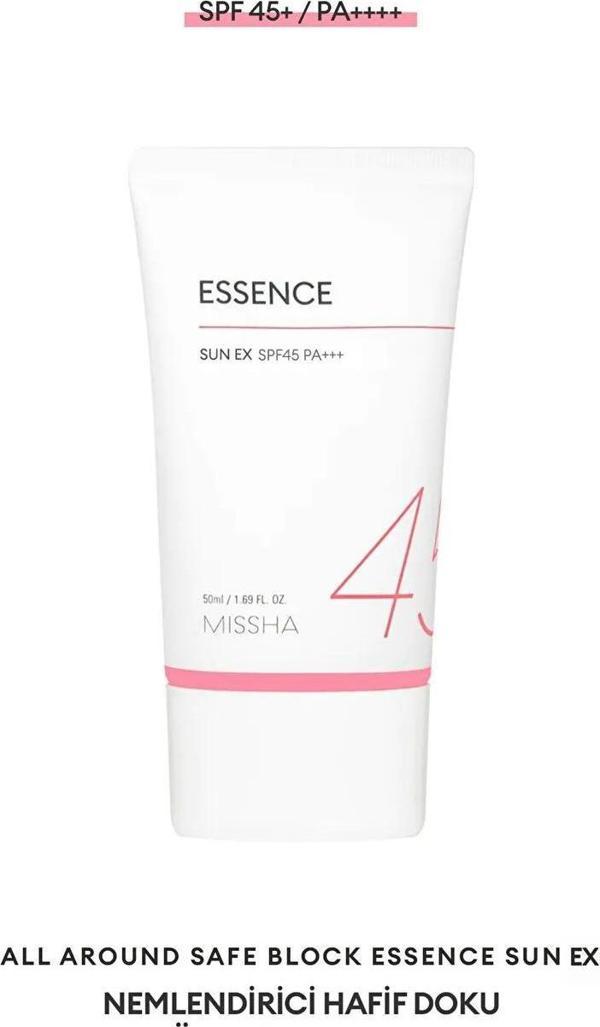 Missha Aydınlatıcı ve Nemlendirici Güneş Kremi All Around Safe Block Essence Sun EX SPF45/PA+++ 50ml - Image 1