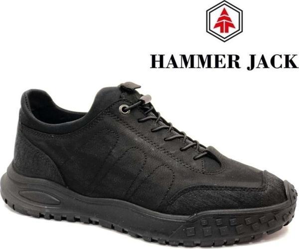 Hammer Jack 102-24805-M Henley Hakiki Deri Casual Erkek Ayakkabı Siyah - Image 1