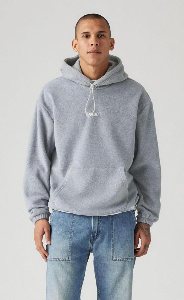 Levi'S Bb Tab Polar Fleece Hdy Mid Tone Grey H Erkek Sweatshirts A9454-0001 - Image 1