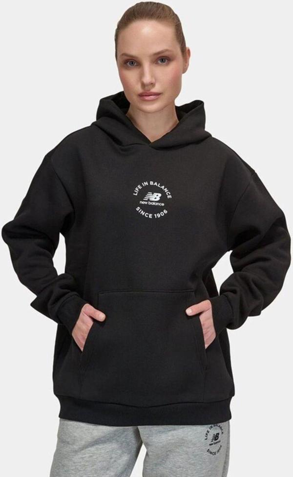 New Balance Unh3347 Siyah Kadın Hoodie Kapşonlu Sweatshirt - Image 1