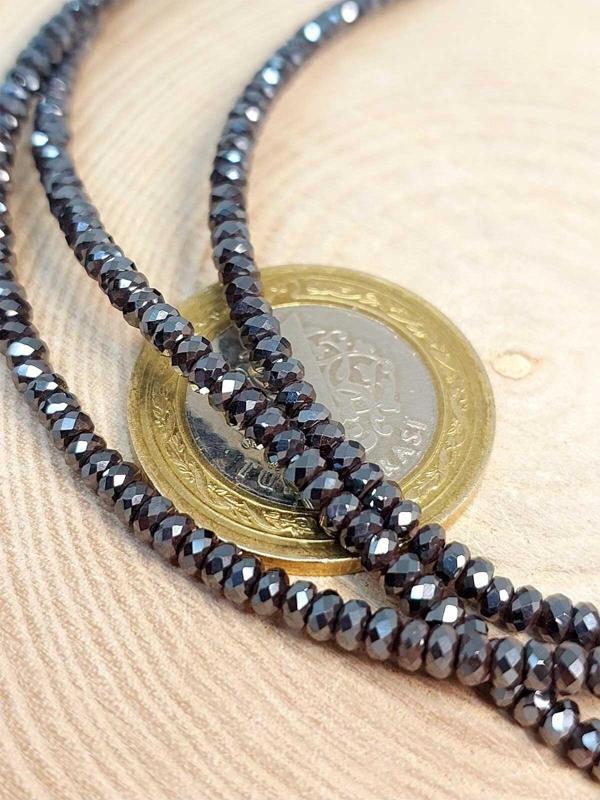 Hematit Taşı Rondela Faset Kesim YARIM Dizi 3*1,5mm (41230) (18cm Uzunluğundadır) - Image 1
