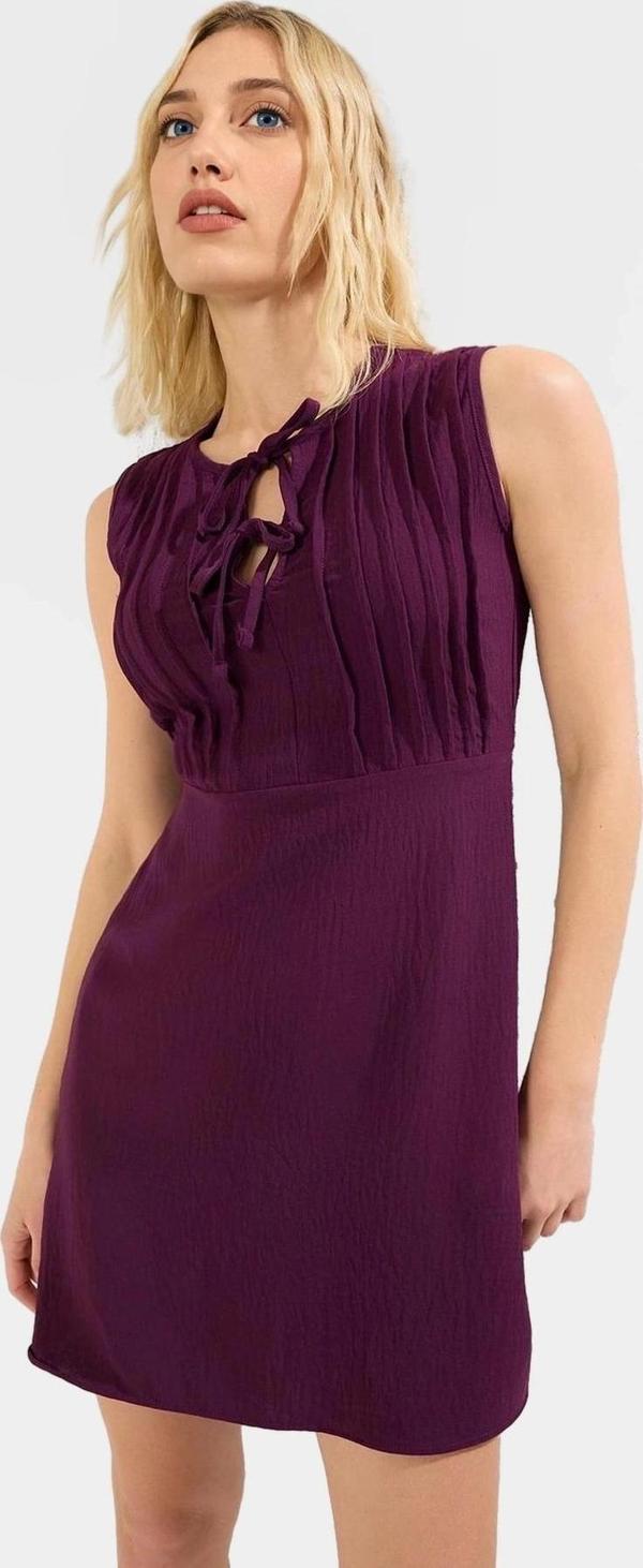 Şık Mini Elbise Dokuma Polyester V Yaka Düz Kesim Yazlık Günlük Mükemmel Uyum Uzun Ömürlü - Image 1