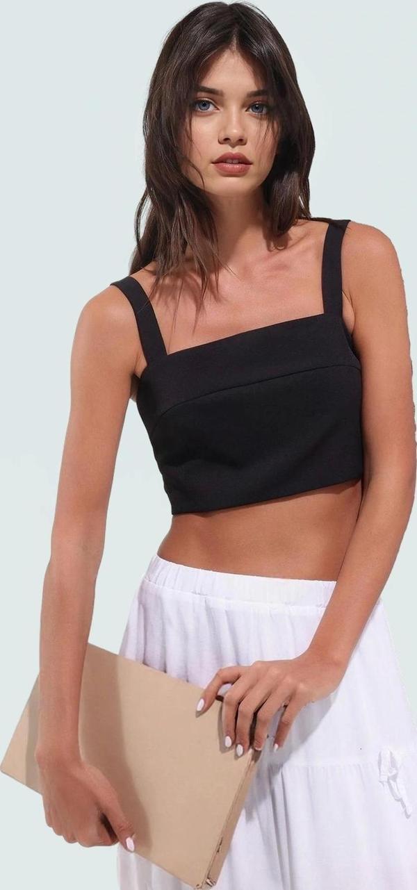 Dokuma Crop Bluz Regular Kalıp Günlük Stil Rahat Tasarım Mükemmel Uyum - Image 1