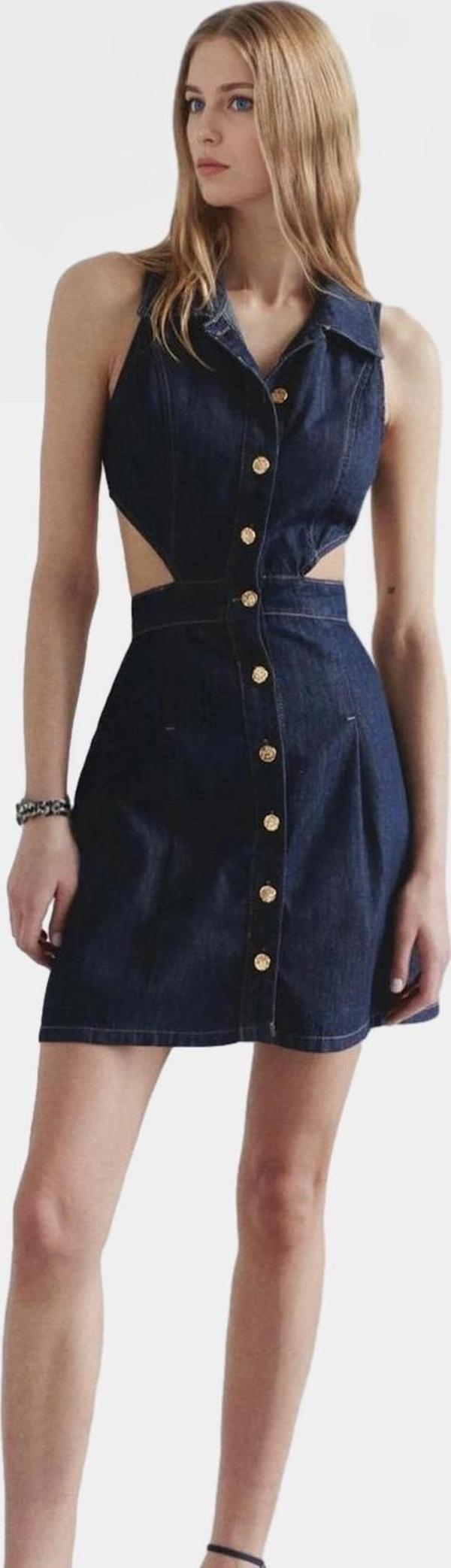 Denim Mini Elbise Gömlek Yaka Günlük Yazlık Şık Görünüm Yüksek Kalite Rahat Kullanım - Image 1