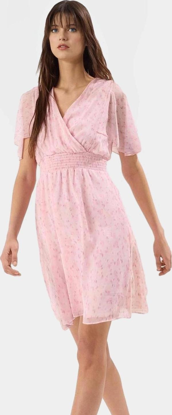 Çiçek Desenli Mini Elbise Astarlı V Yaka Melek Kol Yazlık Modern Stil Dayanıklı Malzeme - Image 1