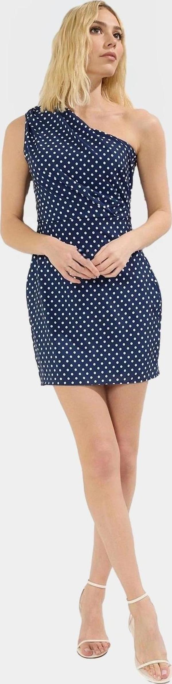 Tek Omuz Bodycon Mini Elbise Polyester Dokuma Mat Saten Yazlık Premium Kalite Şık Görünüm - Image 1