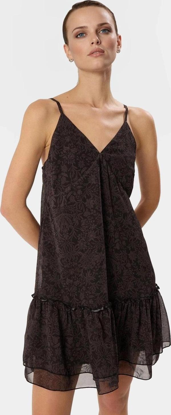 Şifon Mini Elbise Desenli Shift Kalıp Polyester Yazlık Günlük Rahat Ve Şık Görünüm - Image 1