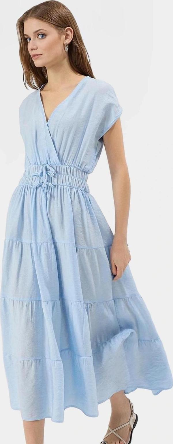 Maxi A line Viskoz Dokuma Elbise Fiyonk Detay Yazlık Günlük Trend Tasarım Konforlu Kesim - Image 1
