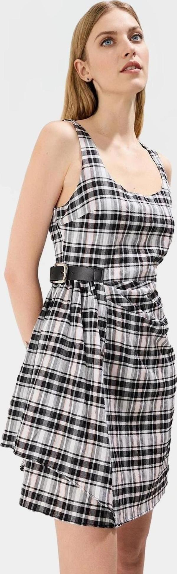 Yazlık A Kesim Ekose Mini Elbise Pamuklu Kumaş Günlük Şıklık Modern Stil Uzun Ömürlü Rahat Ve Şık - Image 1
