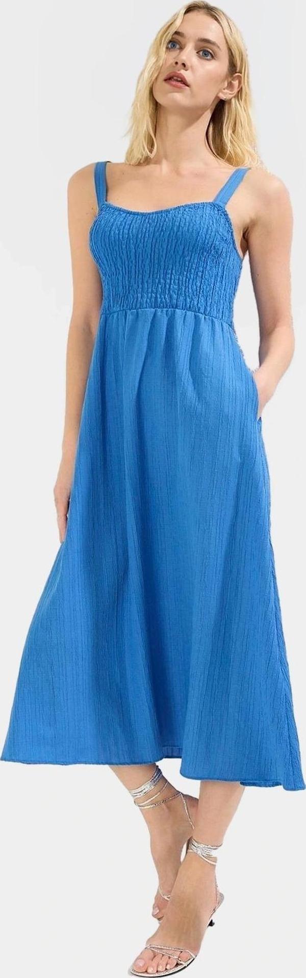 Şık V Yaka Midi Elbise 97% Polyester Crinkle Dokuma Rahat Yazlık Günlük Yüksek Kalite Ve - Image 1