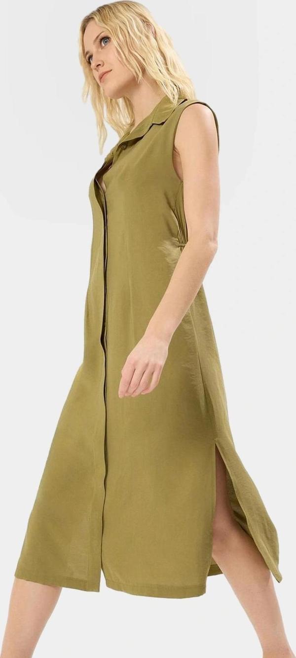 Midi Dokuma Gömlek Elbise 85% Modal 15% Polyester Günlük Stil Yüksek Kalite Mükemmel Uyum - Image 1