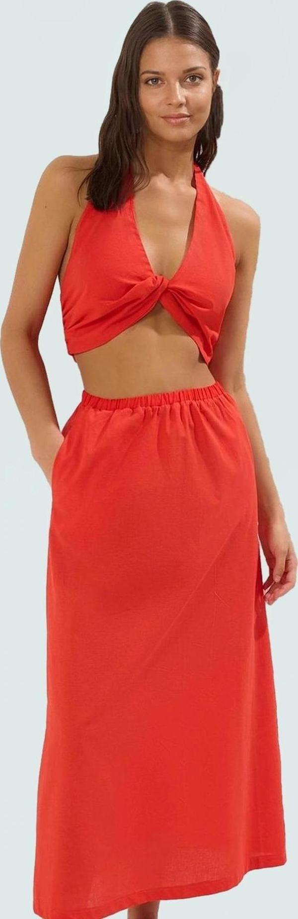 Kadın Uzun Plaj Bluz Etek Takımı Pamuk Yazlık Premium Kalite Yüksek - Image 1