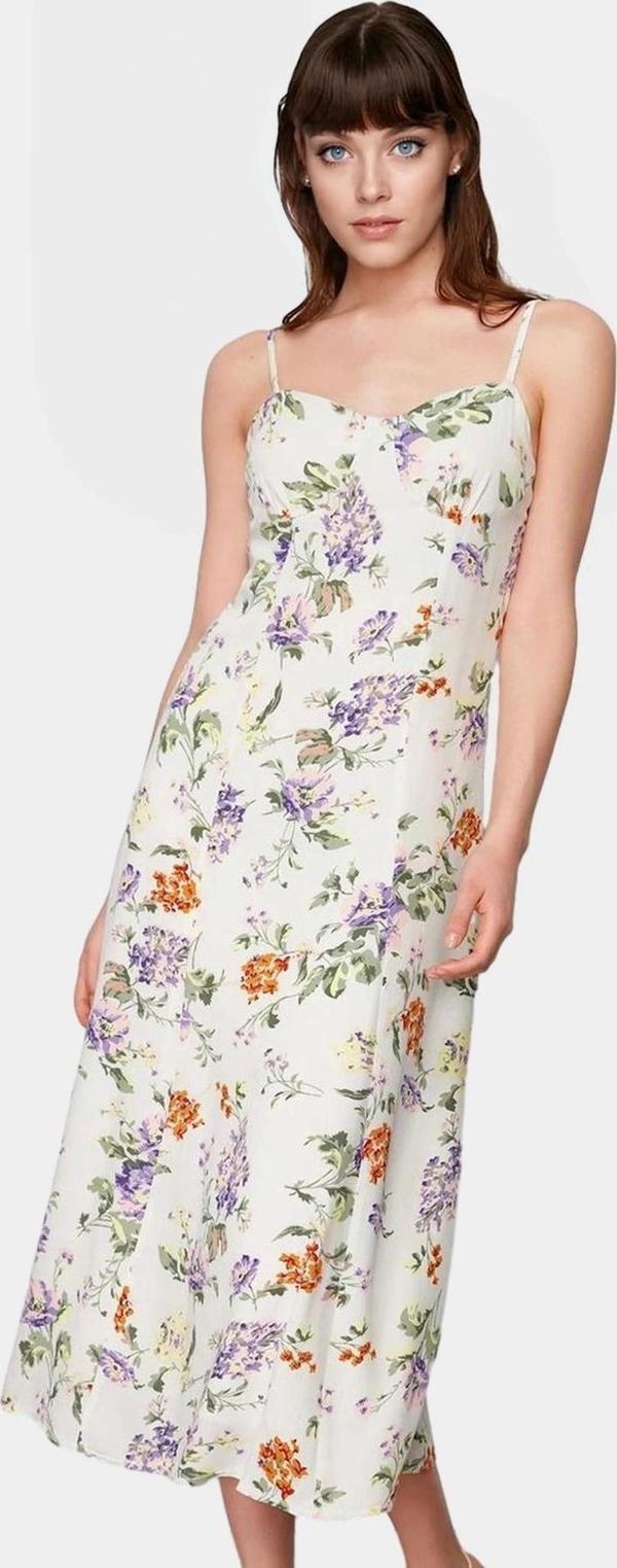 A line Midi Boy Kolsuz Çiçek Desenli Polyester Elbise Rahat Yazlık Profesyonel Görünüm - Image 1